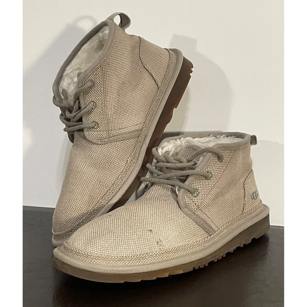 UGG MENS SIZE 9 NEUMEL NATURAL LACE UP CHUKKA BOOTS 1117613 GRAY TAN